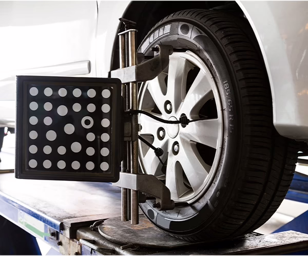 wheel on alignment rack